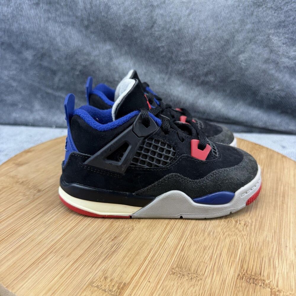 Jordan Air Jordan 4 Retro Shoes Toddler Size 9C Black Suede Sneakers IB4387-003
